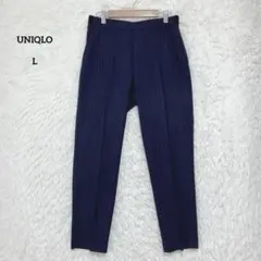 UNIQLO ユニクロ EZYアンクルパンツ ストライプ L ネイビー 後ろゴム
