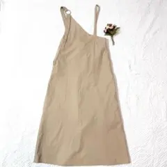 AUNT MARIE'S コットン リネン ジャンパースカート ベージュ フリー