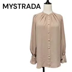 【Mystrada】マイストラーダ　パールボタンブラウス　ギャザー袖　ブラウンのサムネイル