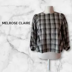 MELROSE CLAIRE 七分袖チェック柄カットソー ブラック ホワイト F