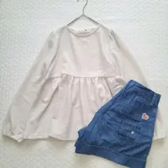 【BRANCHES】プクプクジャガード長袖カットソー　ふんわりトップス　150