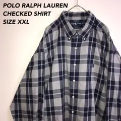 ☻*様 《ワンポイント刺繍》海外古着ポロラルフローレンチェックシャツ長袖オーバサ