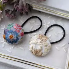 No.312】インド刺繍 くるみボタン38㎜ ヘアゴム 2個セット - メルカリ