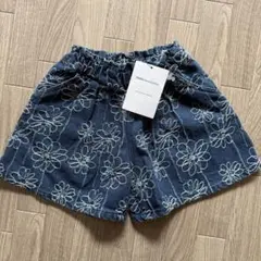 【Bebe】べべ デニム ショートパンツ ハーフパンツ 花柄 刺繍 120