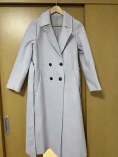 ライトグレー ダブルブレスト ロングコート