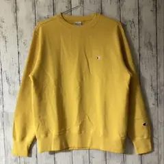 【タグ付き新品】チャンピオン ダブル目刺繍 薄手 スウェット インドネシア製 黄