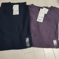 ユニクロ UNIQLO ソフトニットフリースクルーネックＴ モックネックＴ　L