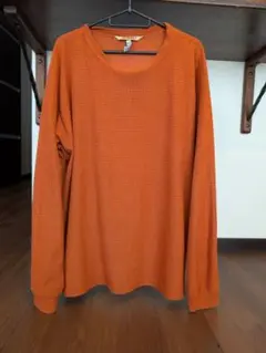 グラミチ　オレンジ ワッフル編み 長袖Tシャツ　Made in USA