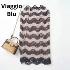 ビアッジョブルー ケミカルレース スカラップ刺繍 ロングスカート バイカラーのサムネイル