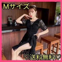 新品ワンピースタイプ韓国水着体型カバー夏レディースブラック黒ロングM薄手可愛い映