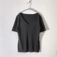 エヴー 半袖 ニット Vネック トップス リブ シンプル 柔らか ベーシック Fのサムネイル