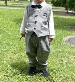 子供用フォーマルスーツ グレー チェック柄