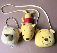 くまのプーさん　ポシェット ぬいぐるみ　小物入れ　3点セット　デコストラップ