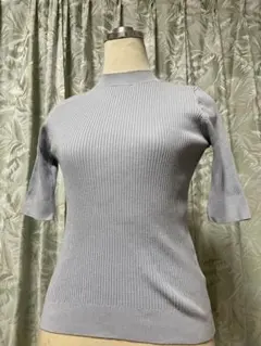 五部袖リブニット ゴールドボタン　サマーニット