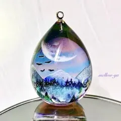 SALE価格❣️【山のある夕景⭐︎卵型ネックレス】
