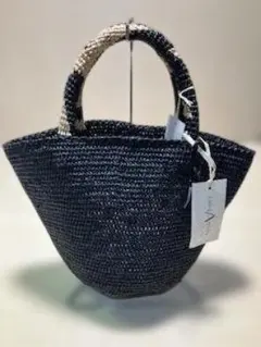 ヘレンカミンスキー ラフィア ハンド バッグ ペタニ 紺 S ネイビー 未
