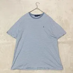 【美品】POLO ポロ ラルフローレン ボーダー Tシャツ 半袖 ポニー刺繍 L