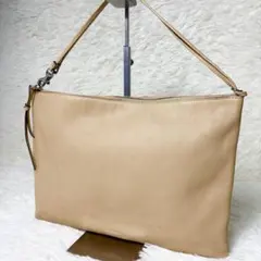 COACH ショルダーバッグ　トートバッグ　2way レザー　シボ革　ベージュ