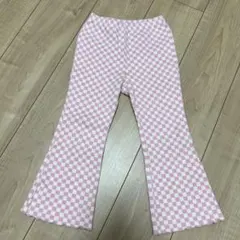 チェッカー フレアパンツ ピンク
