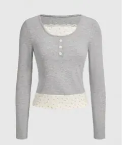 shein Y2K パッチワーク 花柄 レディース Tシャツ