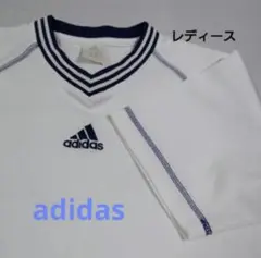 adidasゲームシャツ メッシュ 白 紺 Y2K ジュニア160 レディースMのサムネイル