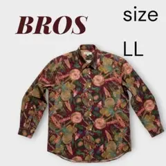 レトロ　ヴィンテージ　長袖シャツ　柄シャツ　　総柄　アトリエドール　LL