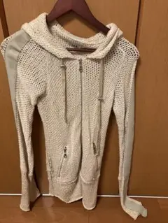 LGB フルジッパー フード付き ニットカーディガン
