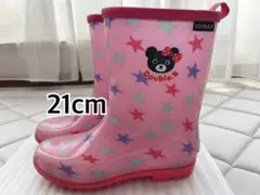 ミキハウス ダブルB レインブーツ 長靴 21cm ピンク 星柄 くまのサムネイル