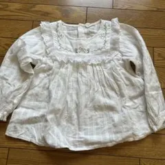 刺繍入りホワイト長袖ブラウス
