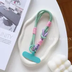 ハンドストラップ スマホストラップ　iPhone ピンク　パープル　ライトブルー