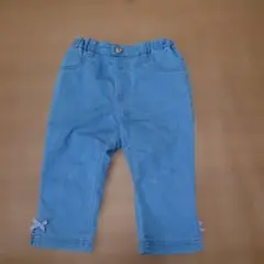 anyFAMブルーデニムリボン付き七分丈パンツ