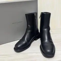 美品　22.0cm UNITED ARROWS ブラックレザー ショートブーツ