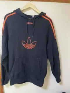 【Street】adidas トレフォイルロゴ スウェット パーカー ブラック