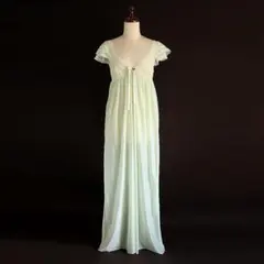 現品限り エンジェルスリーブ・柔らかナイロントリコット・ロング丈ネグリジェ