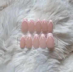 ピンクフレンチヌーディーネイルチップ