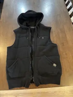 ポロ・ラルフ・ローレン黒 フード付き ベストLサイズ