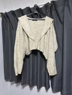 【Kastaneカスタネ 】襟付きクロップドカーディガン フリー