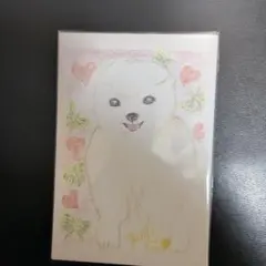 子犬と蝶 手描きイラスト アート