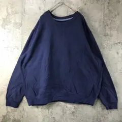 B193古着　トレーナー　スウェット　青　無地　90s Y2K