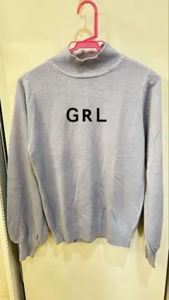 美品　ＧRＬ　ブルーグレータートルネックセーター長袖　柔らかい生地　Ｍ