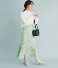 #VIS #ヴィス #ミントグリーン #レース #フレアスカート #スカート