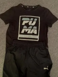 上下　PUMA ブラック ジャージ 140 プーマ　半袖