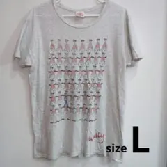 ウォーリープリント半袖Tシャツ ライトグレー メンズLサイズ