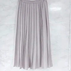 ユニクロ 薄紫 プリーツロングスカート S オフィカジ シンプル 万能 細見え