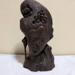 黒檀 バリ島 置物 彫刻 木彫り 立像 細密細工 女神 唐木 天然木