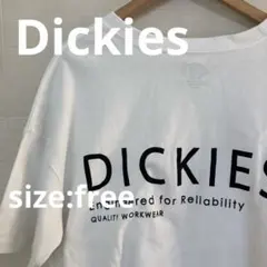 USED》》 Dickies ビッグシルエットロゴ ホワイト Tシャツ ポケット