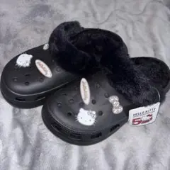 ハローキティ ファー付きクロッグサンダル ボア Lサイズ 厚底サンダル