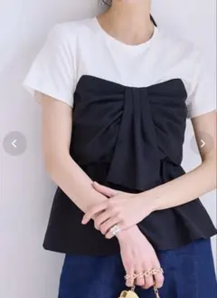 VIS【美easy】ねじりリボンTシャツドッキングプルオーバー【接触冷感/洗えるのサムネイル