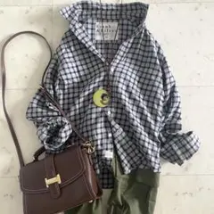 美品 フランクアンドアイリーン BARRY フランネルチェックスキッパーシャツM