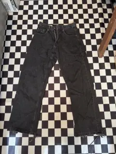 ZARAブラックデニム ワイドストレートカットオフデニム EUR34 USA28
